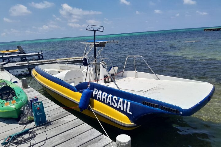 Parasailing above the Caribbean Sea