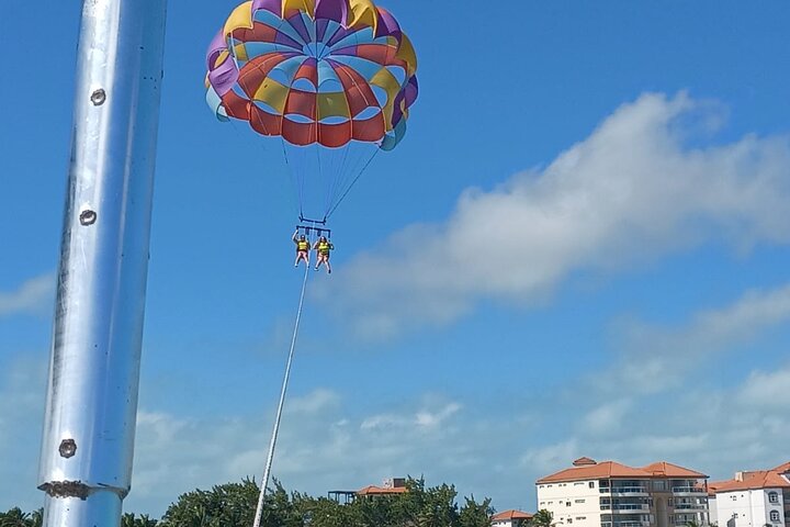 Parasailing above the Caribbean Sea