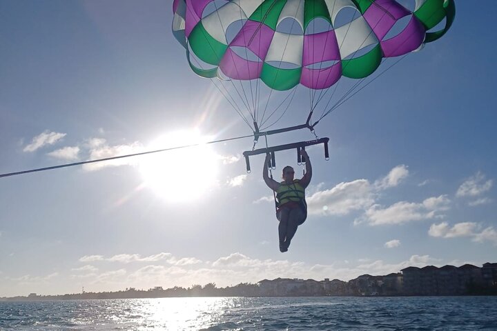 Parasailing above the Caribbean Sea