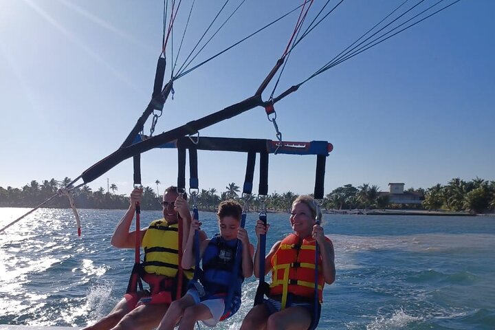 Parasailing above the Caribbean Sea