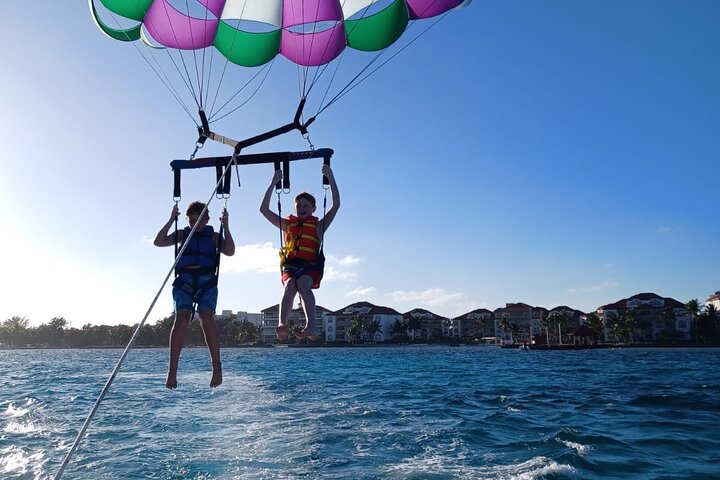 Parasailing above the Caribbean Sea