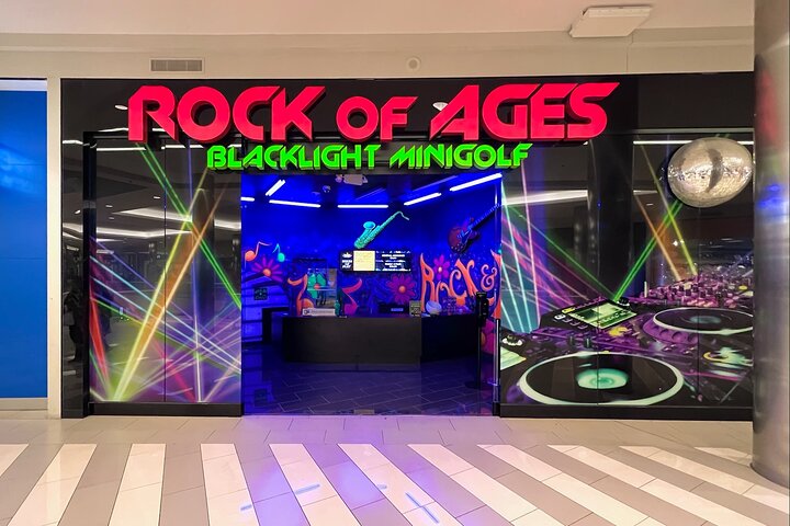 Ticket for the Mall of America Rock of Ages Blacklight Mini Golf