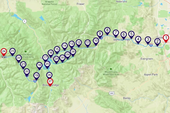 Smartphone Driving Tour between Denver & Vail / Breckenridge