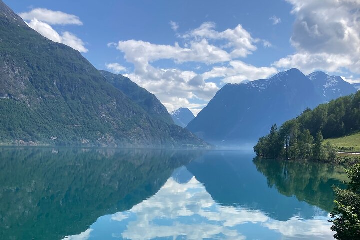 Briksdal Glacier and Loen from Nordfjordeid