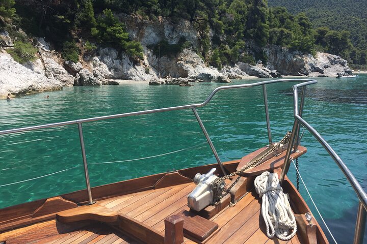 SemiPrivate Trip on 50ft Traditional Wooden Boat with Greek Lunch