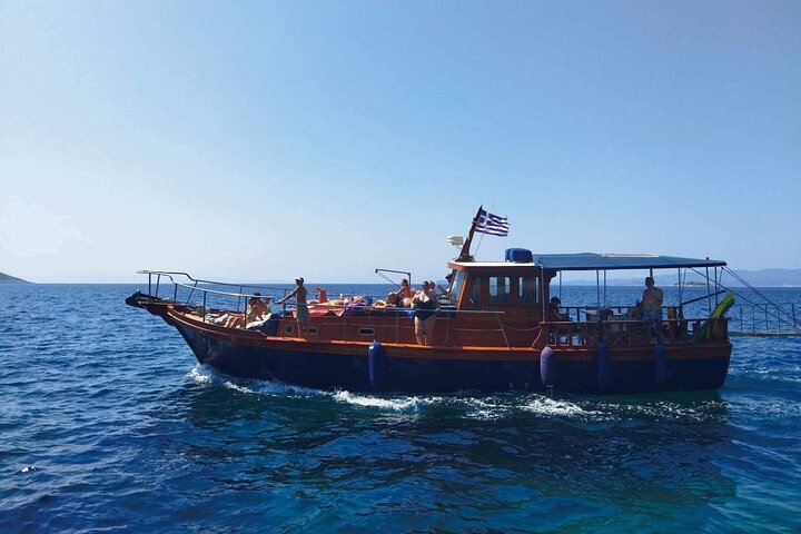 SemiPrivate Trip on 50ft Traditional Wooden Boat with Greek Lunch