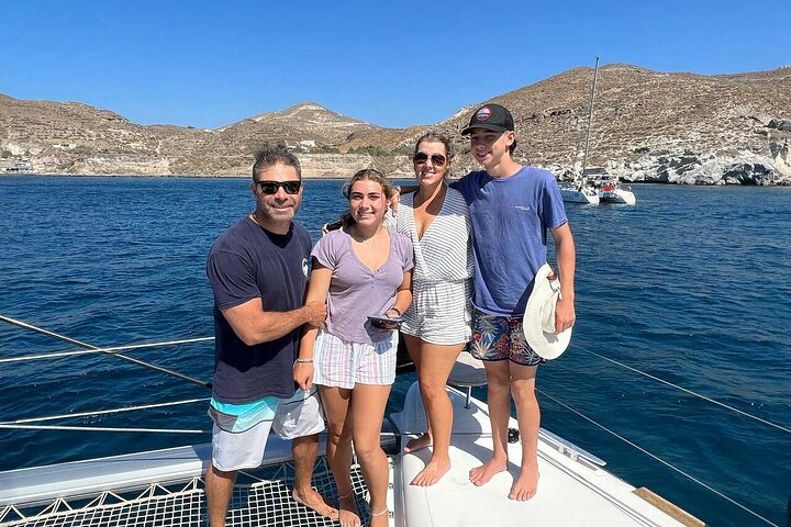 Santorini Catamaran Cruise with Swim-Stops, Greek Meal and Sunset