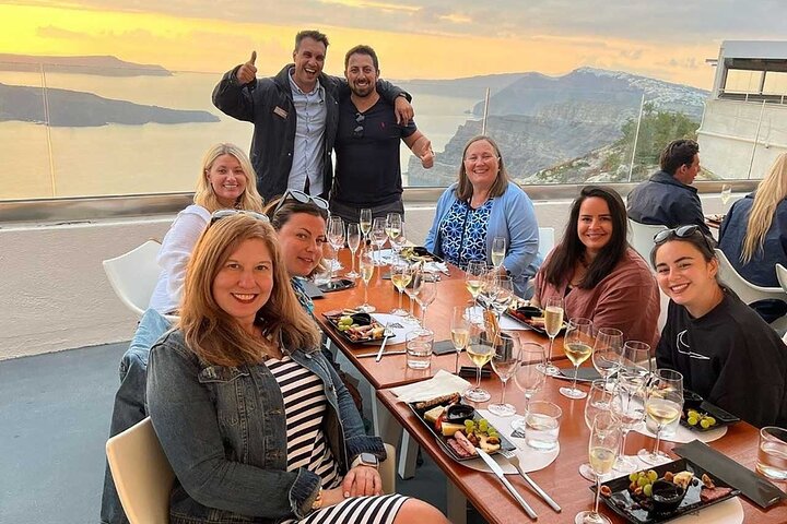 Santorini Wine Adventure with 12 Wine Tastings, Tapas and Sunset