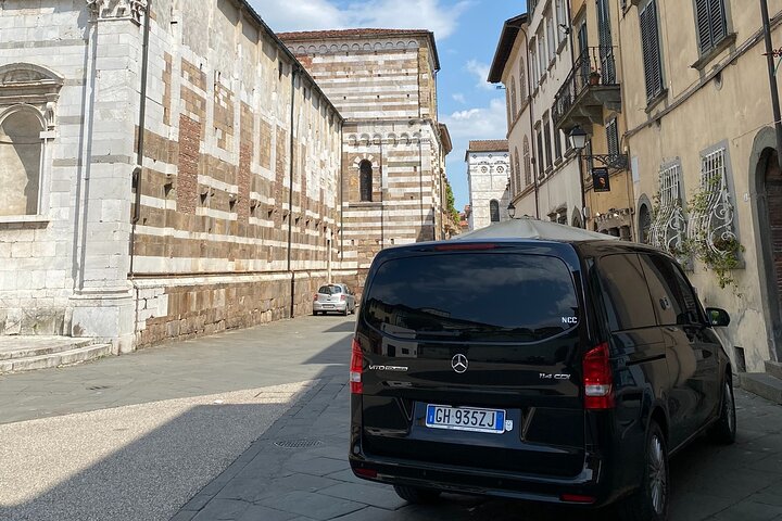 Lucca tour and Pisa Tower + WineTasting by van from Livorno Port