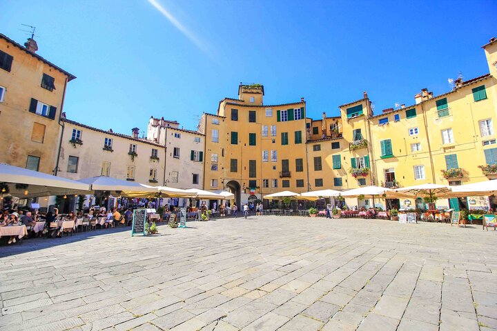 Lucca tour and Pisa Tower + WineTasting by van from Livorno Port