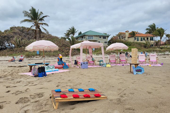 Beach Chair Rental Service with Cabana and JBL Speaker and more