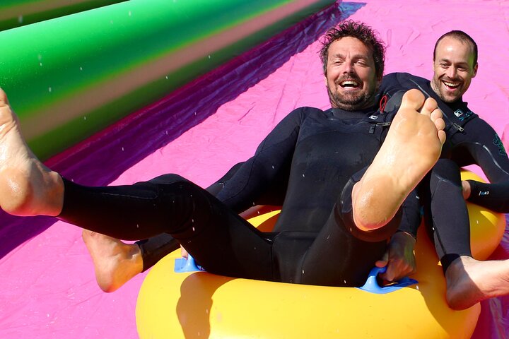A monster 360ft long slip and slide session in BUDE, Cornwall