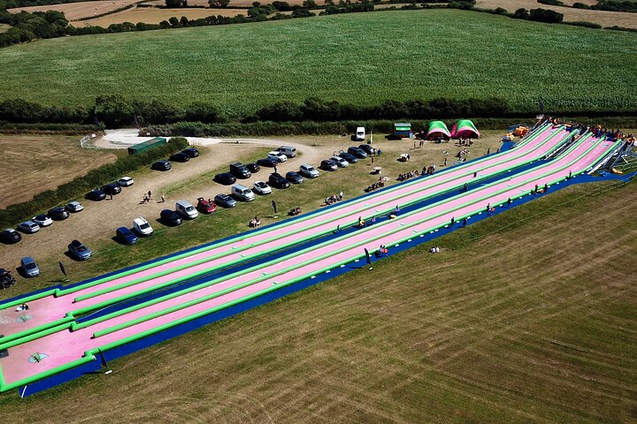 A monster 360ft long slip and slide session in BUDE, Cornwall