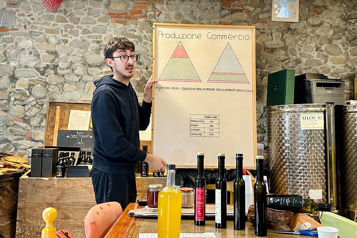 Guided tours of the olive grove with oil tasting.
