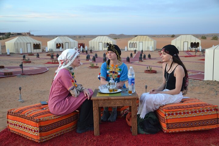 Merzouga Luxury AC/ Heating Camp: Camel Ride, Dinner & breakfast