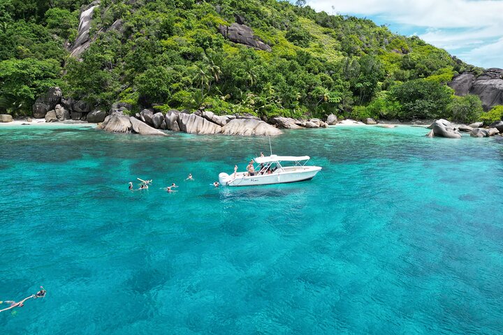 La Digue, Curiuese, St. Pierre, Anse Lazio by boat from Mahe (Private Boat)