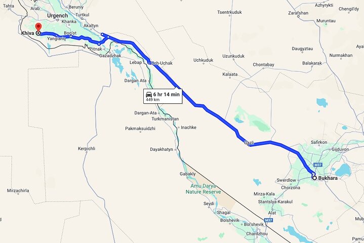 Private Bukhara-Khiva Transfer via Ancient Fortresses