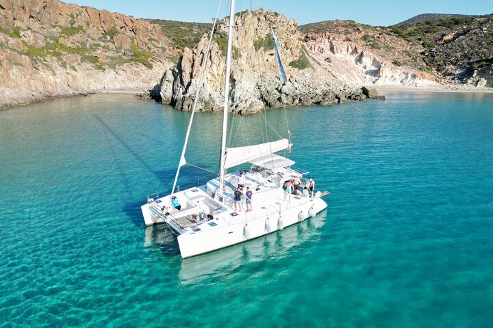 Best of Milos and Poliegos Catamaran snorkelling Cruise with BBQ