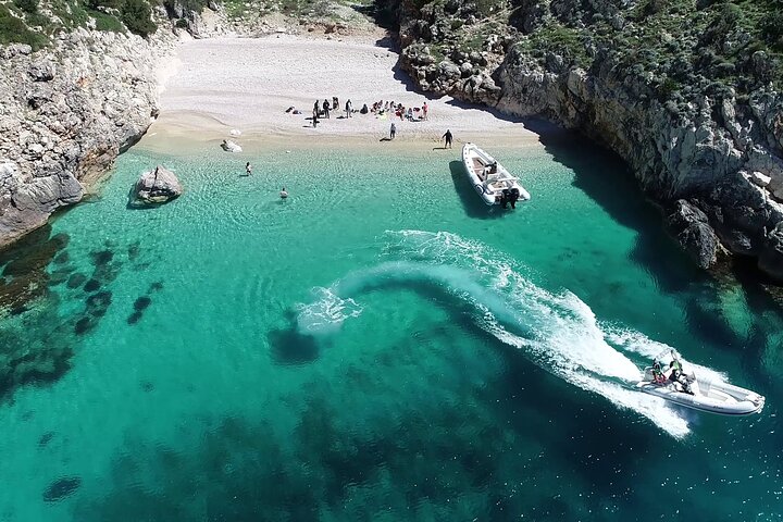 Speed Boat Tour to Vlore's Secret Blue Cave at Grama Bay