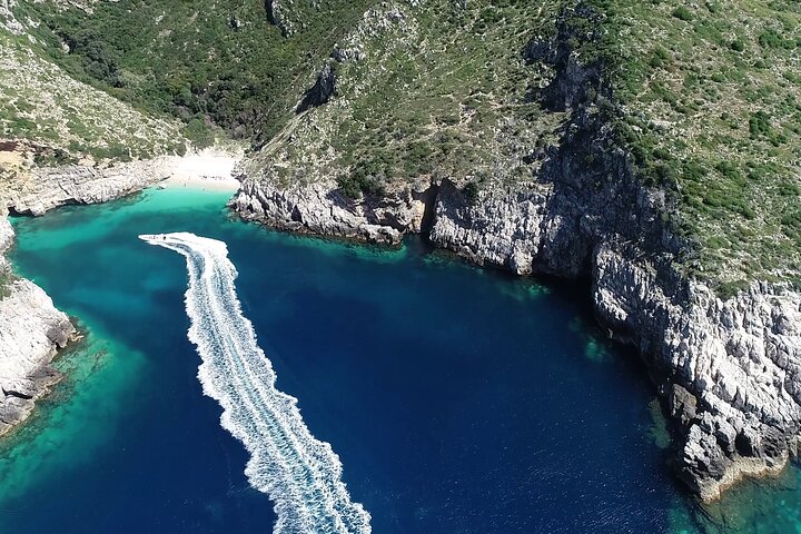 Speed Boat Tour to Vlore's Secret Blue Cave at Grama Bay