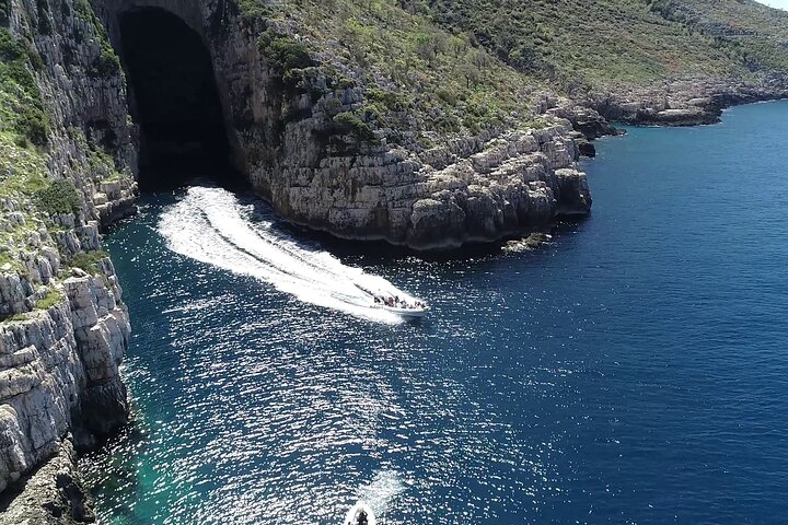 Speed Boat Tour to Vlore's Secret Blue Cave at Grama Bay