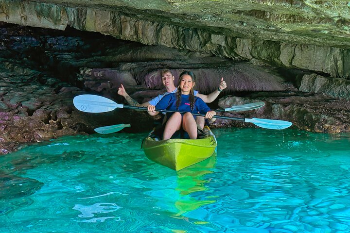 Pula: Sea Cave Kayak Tour with Snorkeling & Cliff Jumping