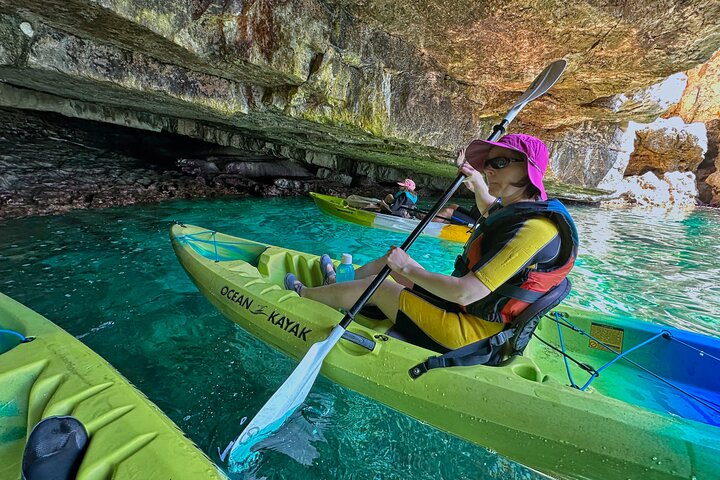 Pula: Sea Cave Kayak Tour with Snorkeling & Cliff Jumping