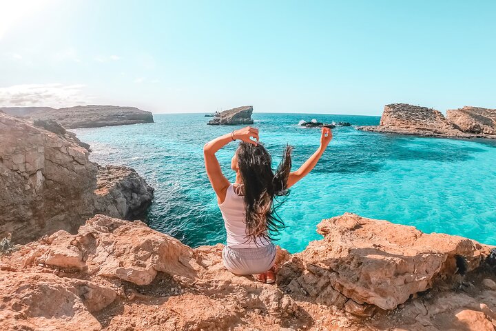 From Sliema: Three Bay Cruise with Lunch and Optional Transfers