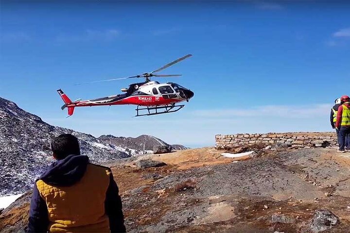 Helicopter pick up from Namche to Kathmandu