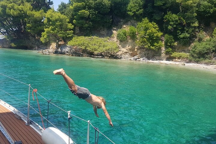 Day sailing Skiathos Skopelos with lunch on Rainbow yacht