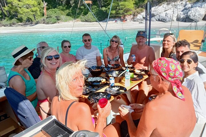 Day sailing Skiathos Skopelos with lunch on Rainbow yacht
