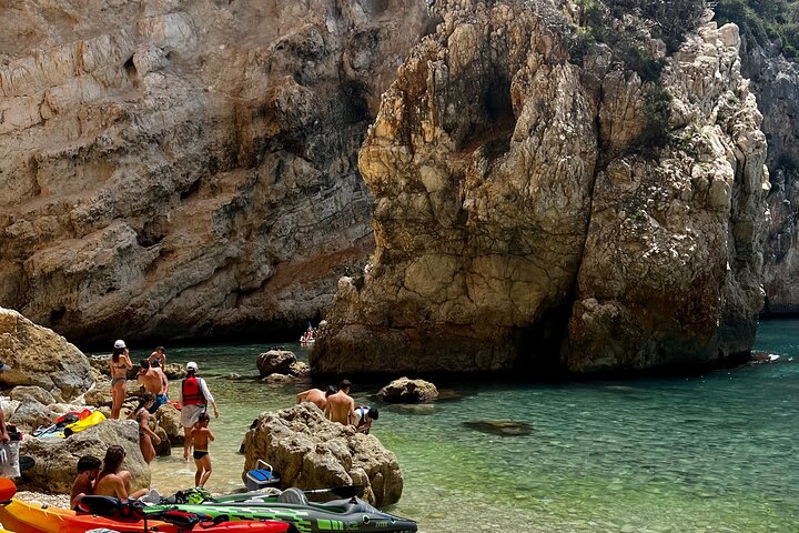 Kayak Javea Guided Cala Granadella, llop marí cave, cala en caló