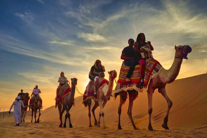 VIP Desert Safari Camel Ride Sand Boarding & BBQ Dinner