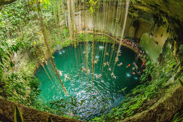 From Merida: Chichen Itza Tour, Izamal, Cenote Ik Kil and Food