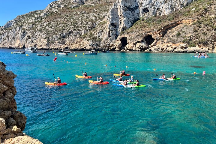 Kayak Javea Guided Cala Granadella, llop marí cave, cala en caló