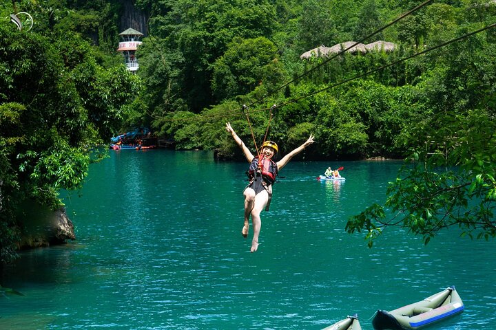 Zipline Dark cave & Paradise cave: Full-day Exploration