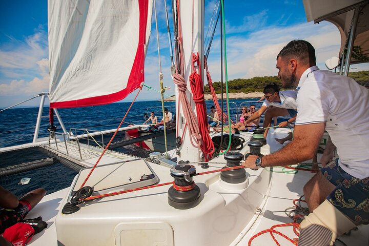 Full-Day Catamaran Cruise to Hvar & Pakleni Islands with Food and free Drinks