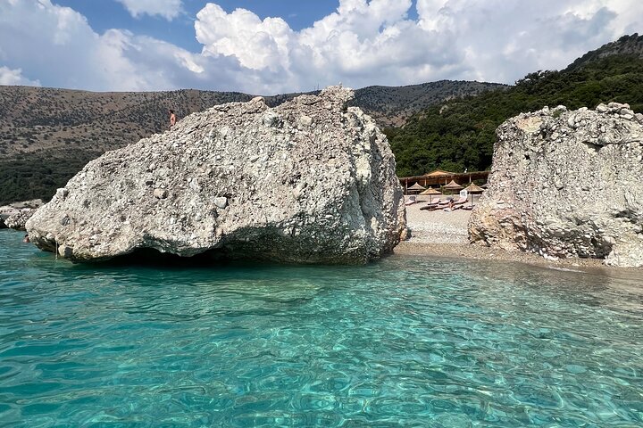 Saranda:Boat Tour to Kakome,Hidden Cave & Beaches,with snorkell.