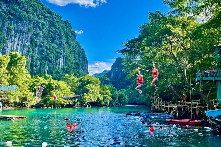 Zipline Dark cave & Paradise cave: Full-day Exploration