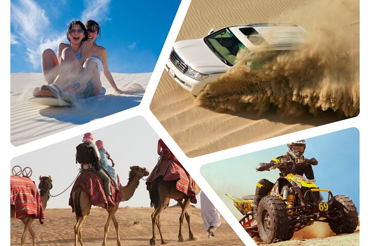 Desert safari, Dune bashing, sandboarding, camel, ATV Option