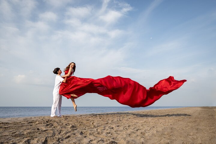 Port Camargue Flying Dress Photoshoot