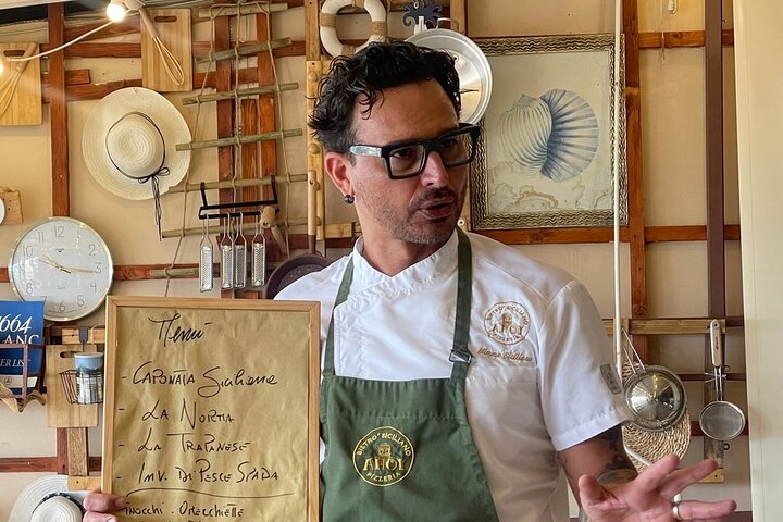 Sea View Sicilian Cooking Class & Taormina Market with Chef Mimmo