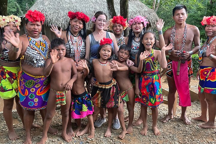Panama City Visit an Indian town Embera and waterfall with lunch