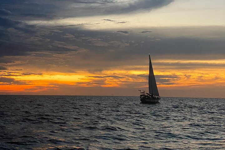 Sunset in the bay of Santa Marta in a sailboat