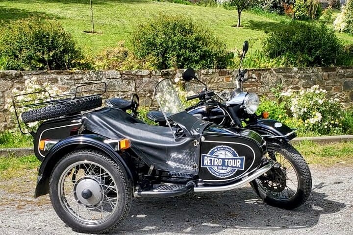 Saint Malo and Saint Servan in vintage sidecar with driver