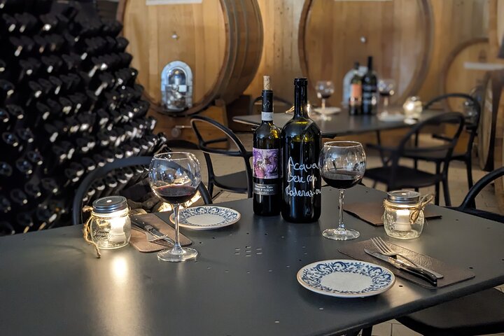 Traditional Tuscan lunch in the cellar in Montepulciano