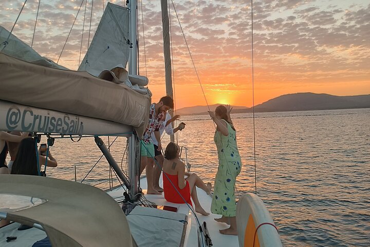 Sunset aperitif on a sailing boat in Alghero