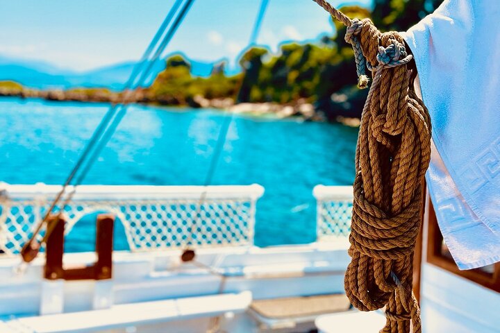 Full Day Cruise from Corfu in Classic Wooden Vessel, Swim & BBQ