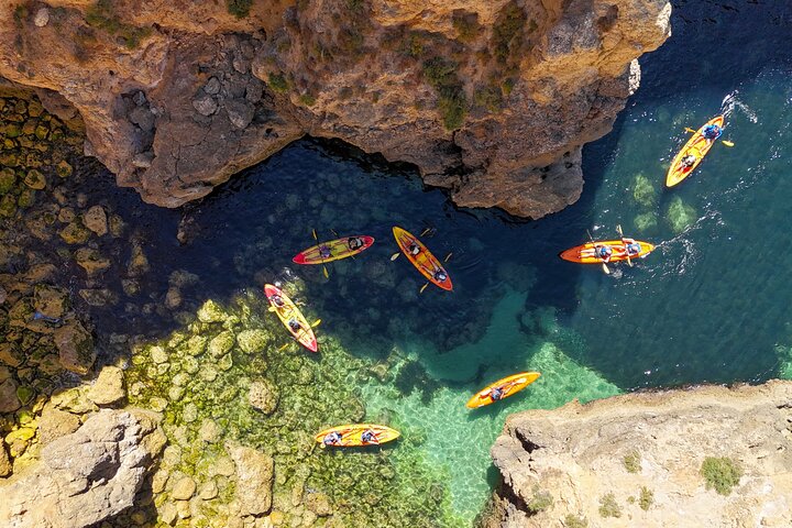 From Lagos: Kayak Tour of Ponta da Piedade Caves by Boat