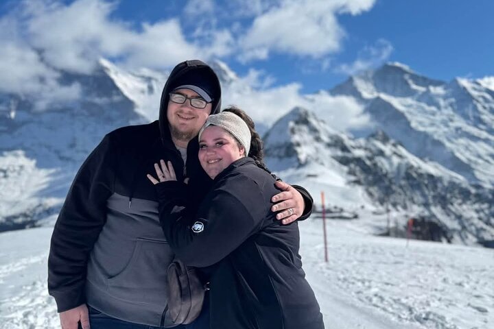Cheese and chocolate on mountain summit
